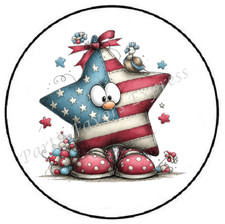 WHIMISICAL FLAG STAR 4TH OF JULY ENVELOPE SEALS LABELS STICKERS PARTY FAVORS