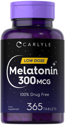Melatonin 300 mcg | 365 Tablets | Low Dose | Vegetarian | by Carlyle