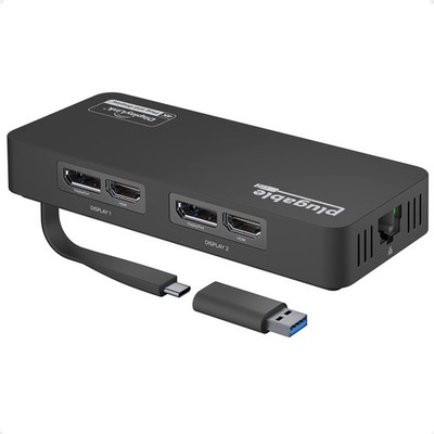Plugable 4K DisplayPort and HDMI Dual Monitor Adapter for USB 3.0 Black 