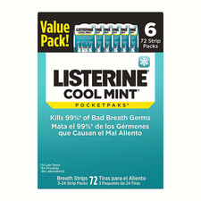 Listerine Cool Mint Pocketpaks Breath Strips, 6 pk./72 Strips FREE SHIPPING