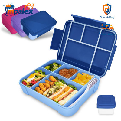 IJIAMY Lunchbox 5 Fächer Auslaufsicher BPA-Frei Bento Box Kinder Royalblau