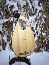 Traditional Kazakh Dombra | Wolf Print | Gift Set w/ Case + Accessories