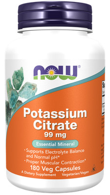 NOW Foods Potassium Citrate Electrolyte pH Balance 180 Caps 03/27EXP
