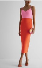 Express Contour V Wire Color Block Midi Sweater Dress Women’s Size XL NWT
