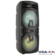 Bluetooth Tailgate Speaker W/ LED Lights FM Radio USB SD Card Portable Sound