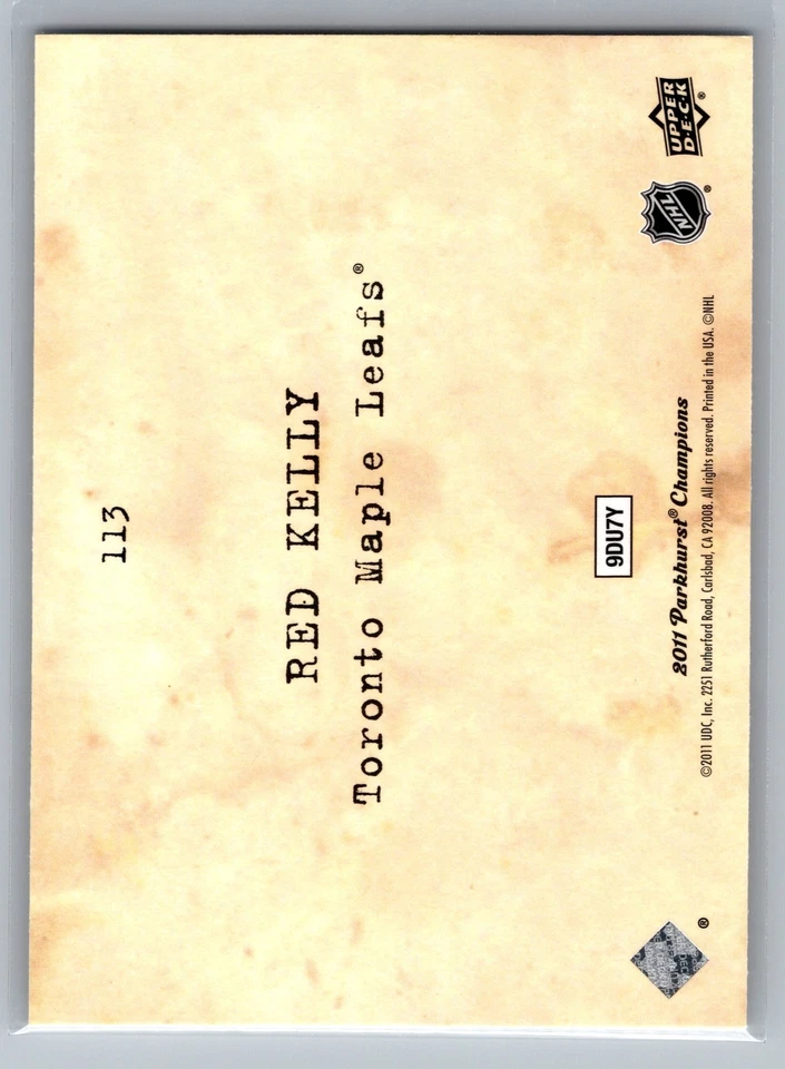 2011-12 Parkhurst Champions #113 Red Kelly Toronto Maple Leafs - Image 2 of 2