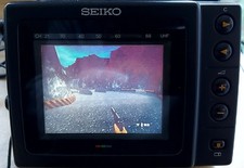 SEIKO: LVD-404 LCD COLOUR TELEVISION (3.5" TV SCREEN, 1980'S) WORKS+POWER SUPPLY