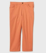 Ava  Viv Womens Plus High-rise Wide Leg Crop Ankle Length Chino Pants Coral