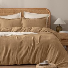 Ultra Soft 100 Natural Cotton King Duvet Cover Set with 2 Shams, Brown
