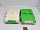 Vintage Fisher Price little people set/2 green white 2-seater car luggage trunk