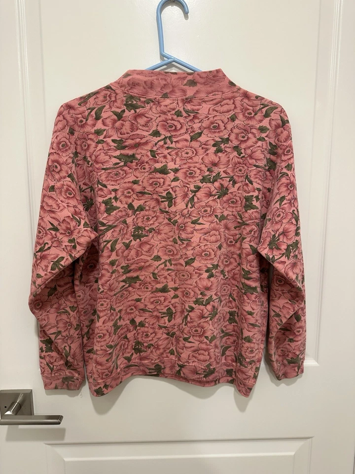 Sudadera Vintage Años 90 Flor AOP Mujer Memphis Jones 21x21 Recorta Cuadrada Suelta Med Foto 4 de 4