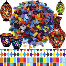 2400 Pcs Mosaic Tiles, Glass Mosaic Tiles for Crafts Bulk, Assorted Color Sta...