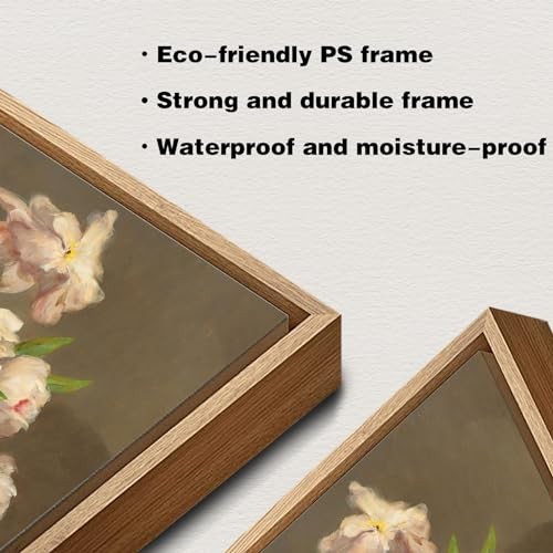Framed Canvas Painting, 12x16in Vintage Floral Wall Art Print, Pink Peonies - Picture 4 of 8