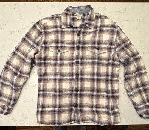 Carbon2Cobalt Men's Medium Sherpa Lined Flannel Shirt Jacket Plaid Shacket Snap - product listing photo