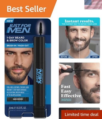 Dark Brown 1-Day Beard & Brow Color: Up to 30 Applications for Thinning Hair