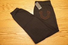 NWT MENS TRUE RELIGION JOGGER SWEAT PANTS Multiple Sizes Warp Emb Jet Black 109