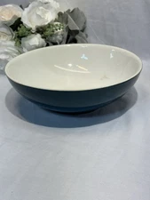 Vintage Hall China Dark Teal Exterior Off White Interior 9.5" Dia Bowl #1282