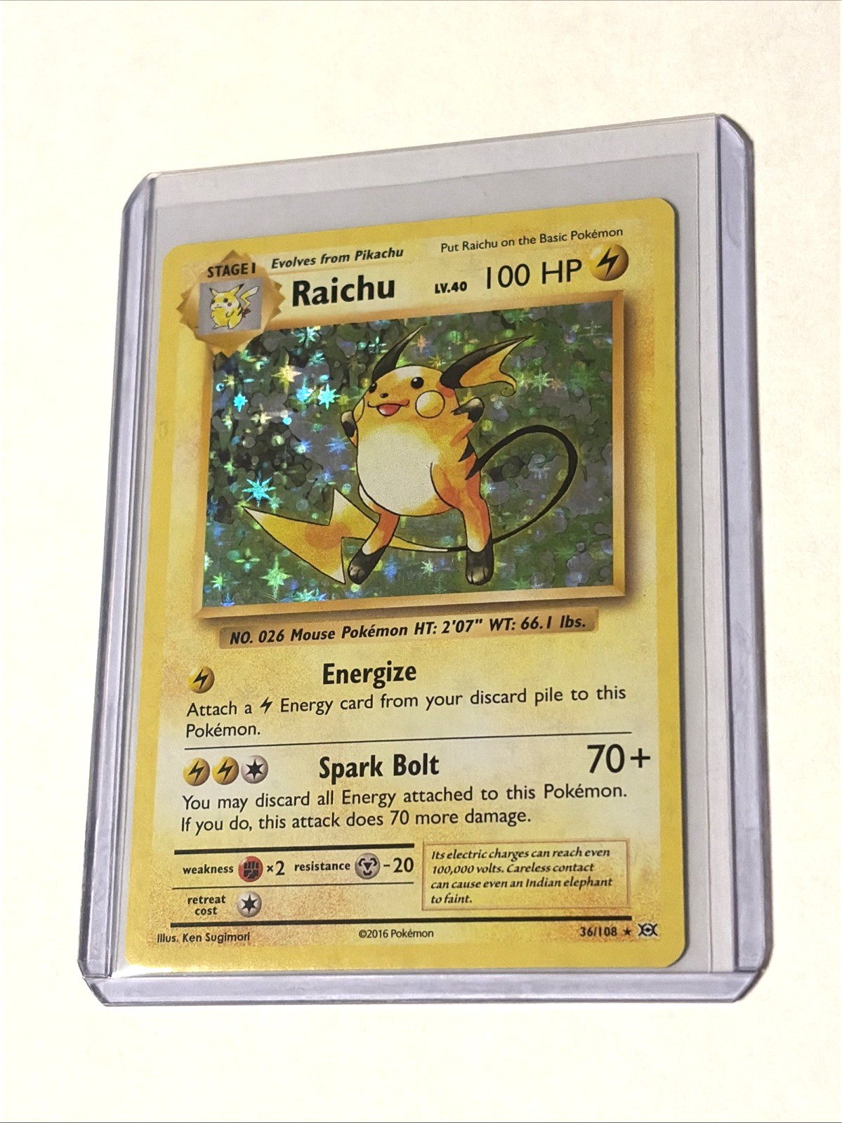 Pokemon Card Raichu 36/108 XY Evolutions Holo Rare 