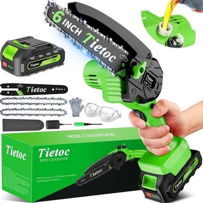 21V Mini Motosierra Inalambrica Electrica Sierra De Cadena Mano Con Bateria 