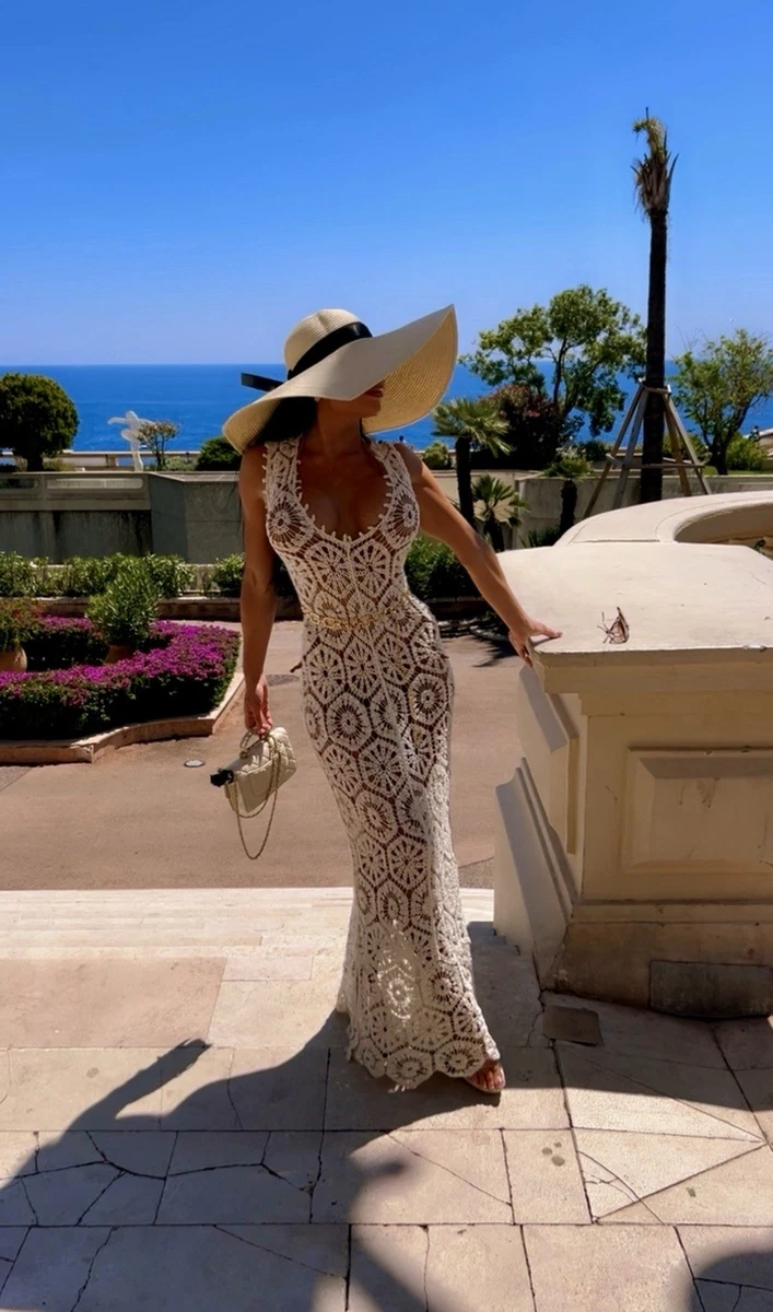 sleeveless white long dress High Neck Sleeveless Maxi White Dress With Removable Cuffs EU44 main image 1