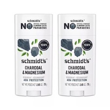 Schmidt's Natural Deodorant Stick Charcoal Magnesium 2.65 oz Pack of 2