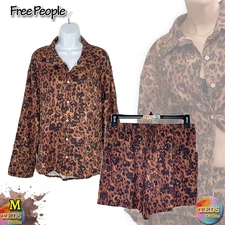 NWD Free People Women's M Dreamy Days Printed Pajama Set in Natural Combo