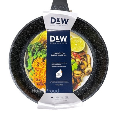 D&W Frying Pan Nonstick Skillet 11 inch Deane & White Cookware 2 Inch Deep Black