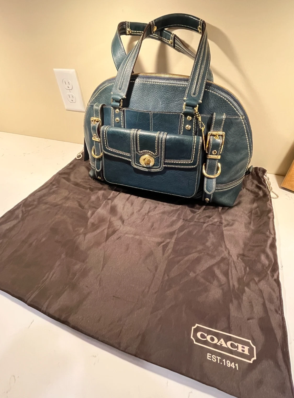 RARA BORSA A TRACOLLA VINTAGE COACH HAMPTONS MIRANDA GRANDE CUPOLA VERDE FORESTA 11085 BORSETTA