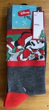 Disney Mickey Mouse 2 Pairs Gray Christmas Crew Socks Shoe Size 6.5 - 12 NEW