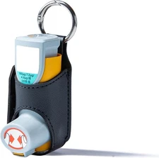 Asthma Inhaler Holder - PU Leather Case w/Carabiner Clip, Portable Travel... 