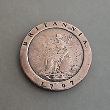 1797 Cartwheel Twopence King George III Copper Coin F Condition.