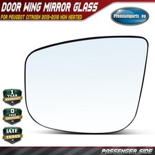 Image of Manual Wing Mirror Glass Passenger Side for Peugeot Citroen 2013-2018 NON Heated