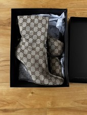 Vintage Gucci GG Monogram Ankle Boots With Chain Harness Accent