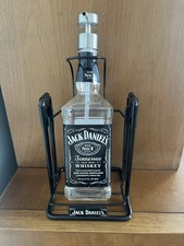 Jack Daniel’s Empty Whiskey Bottle With Pump Dispenser In Swinging Cradle Bar