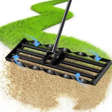 Lawn Leveling Rakes (30x10 inch), ,Spiral Patented Design, with a 72" Handle Rak