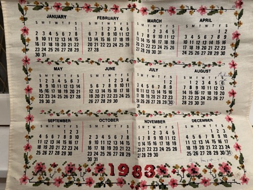Vintage Linen Kitchen Towel Calendar 1983 Kitchen Prayer Vibrant NICE - Picture 5 of 10