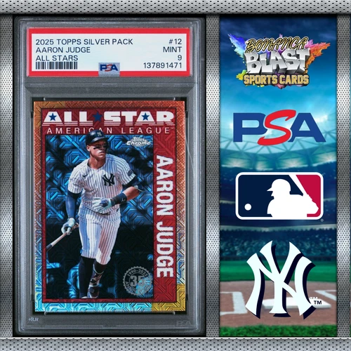 AARON JUDGE PSA 9 ~ 1990 SILVER PACK CHROME ALL STARS ~ 2025 Topps #12 ~ Yankees
