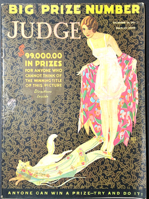 Complete JUDGE Magazine - Dec 1925 - ART DECO WOMAN Cover by HOLMGREN - Cartoons