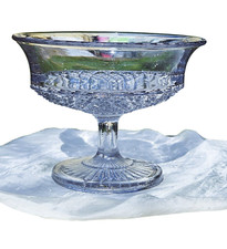ANTIQUE VICTORIAN clear pressed glass comport fruit dish Pinapple h 12 cm