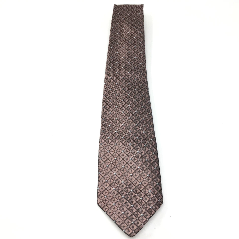 Corbata clásica Karl Lagerfeld gris bronce geométrica 100 % seda hecha en Italia DE COLECCIÓN Foto 4 de 4