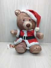 Potpourri Press Santa hat Nylon Christmas Sugar Bear Plush Brown teddy vintage