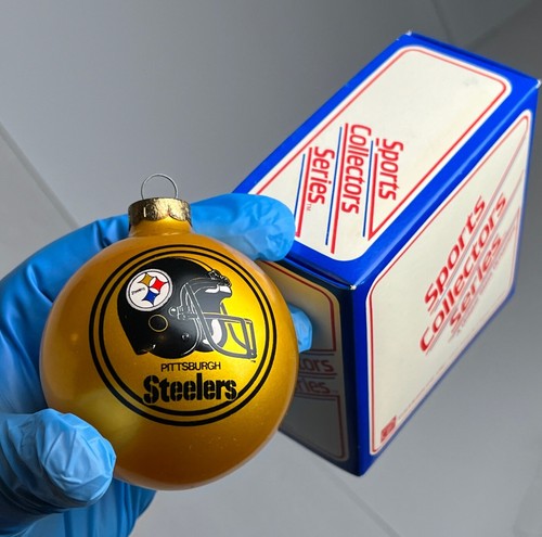 Pittsburg Steelers NFL Sports Collectors Series Gold Christmas Tree Ornament Vtg