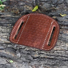 HANDMADE GENUINE PANCAKE LEATHER SHEATH FOR 4" FOLDING POCKET KNIFE  316