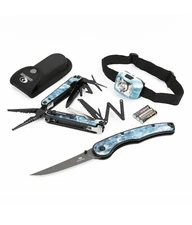 Mossy Oak Fishing 3 pcs Anglers Combo Kit Multi Tool, Fillet Knife & Flash Light