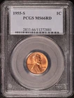 1955-S Lincoln Wheat Cent PCGS MS-66 RD