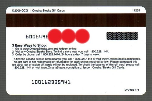 OMAHA STEAKS Rare Steak ( 2009 ) Gift Card ( $0 - NO VALUE ) - 第 2/2 張圖片