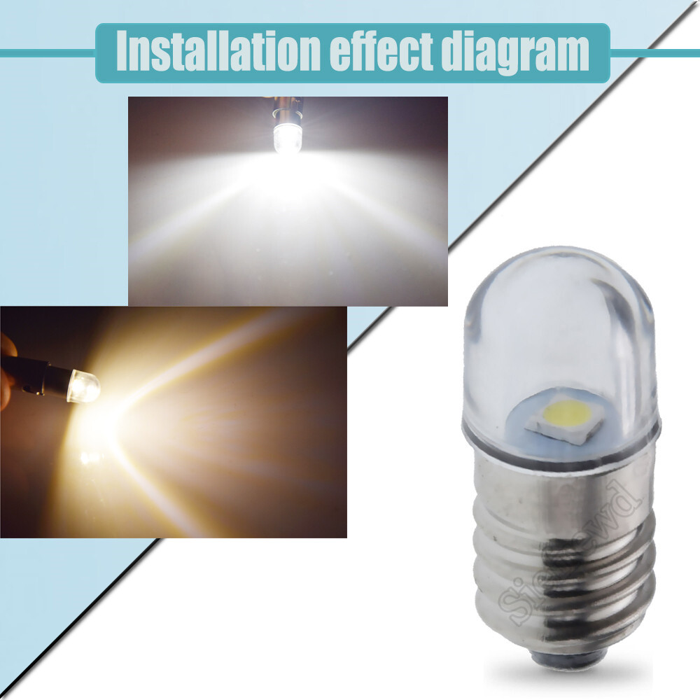 Ruiandsion E10 LED Bulb 12V E10 Base Socket Yellow Replace Torch Flashlight Bulbs,Non-Polarity 10pcs - Foto 11