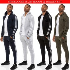 Enzo Mens Full Tracksuit Set Zip Up Hooded Jacket Hoodie Jogger Jogging Bottoms