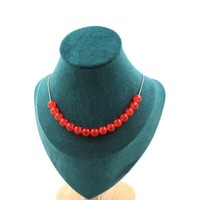 Halskette 15 Perlen Rote Chalcedon 8 Mm. Kette Aus Edelstahl Halskette Fem