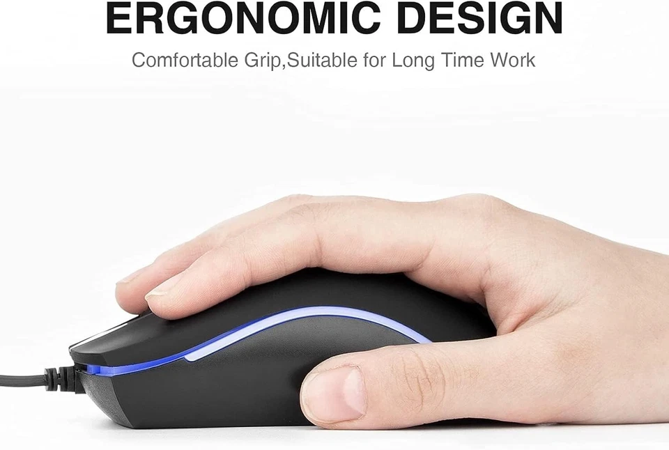 Rii Wired Mouse, RM105 USB Computer Mouse,RGB Optical Office Mice for PC 10 Pack - Image 2 of 4